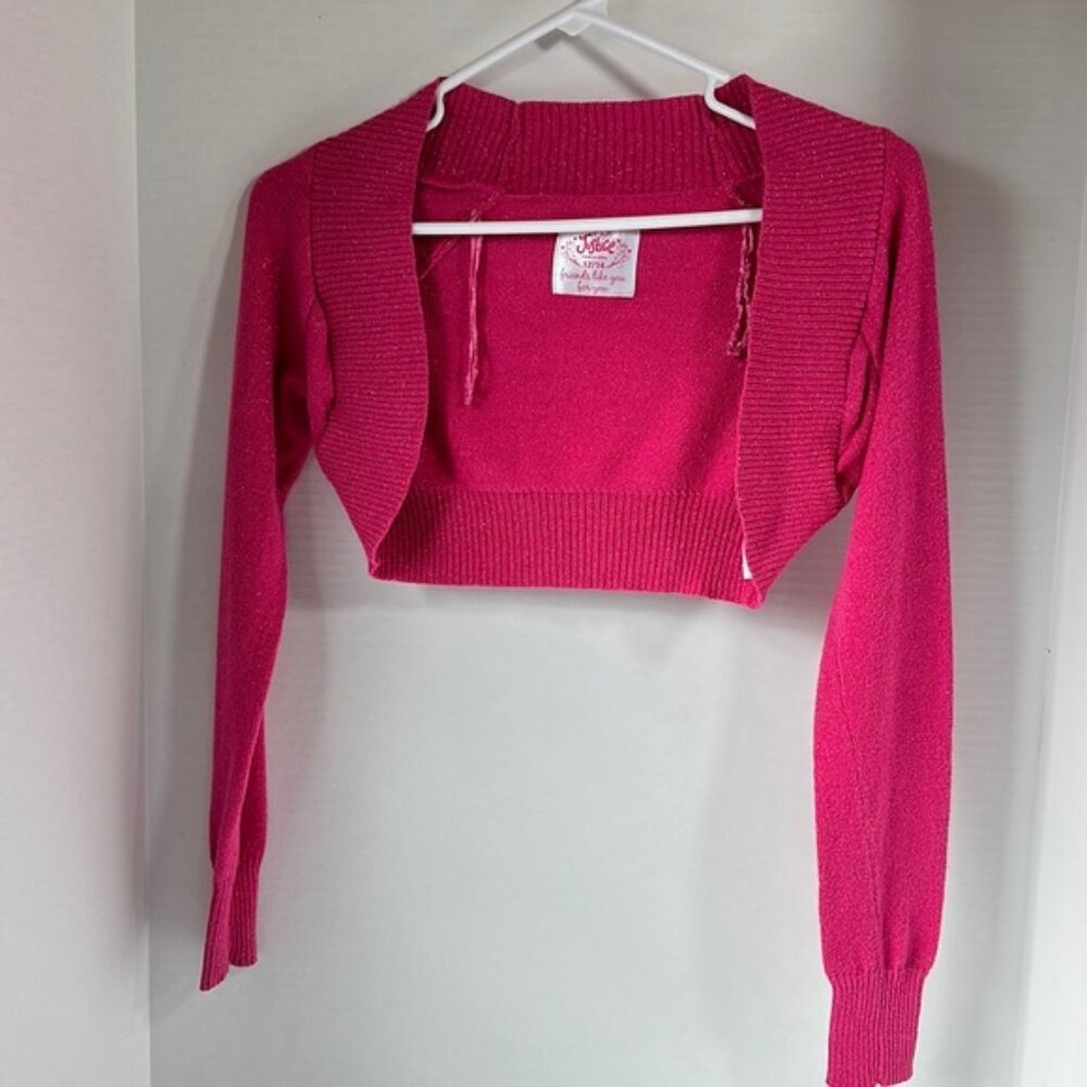 Justice pink glittery short cardigan size 12/14